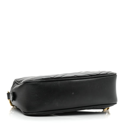 Gucci Calfskin Matelasse Small GG Marmont Chain Shoulder Bag Black 4 of 13