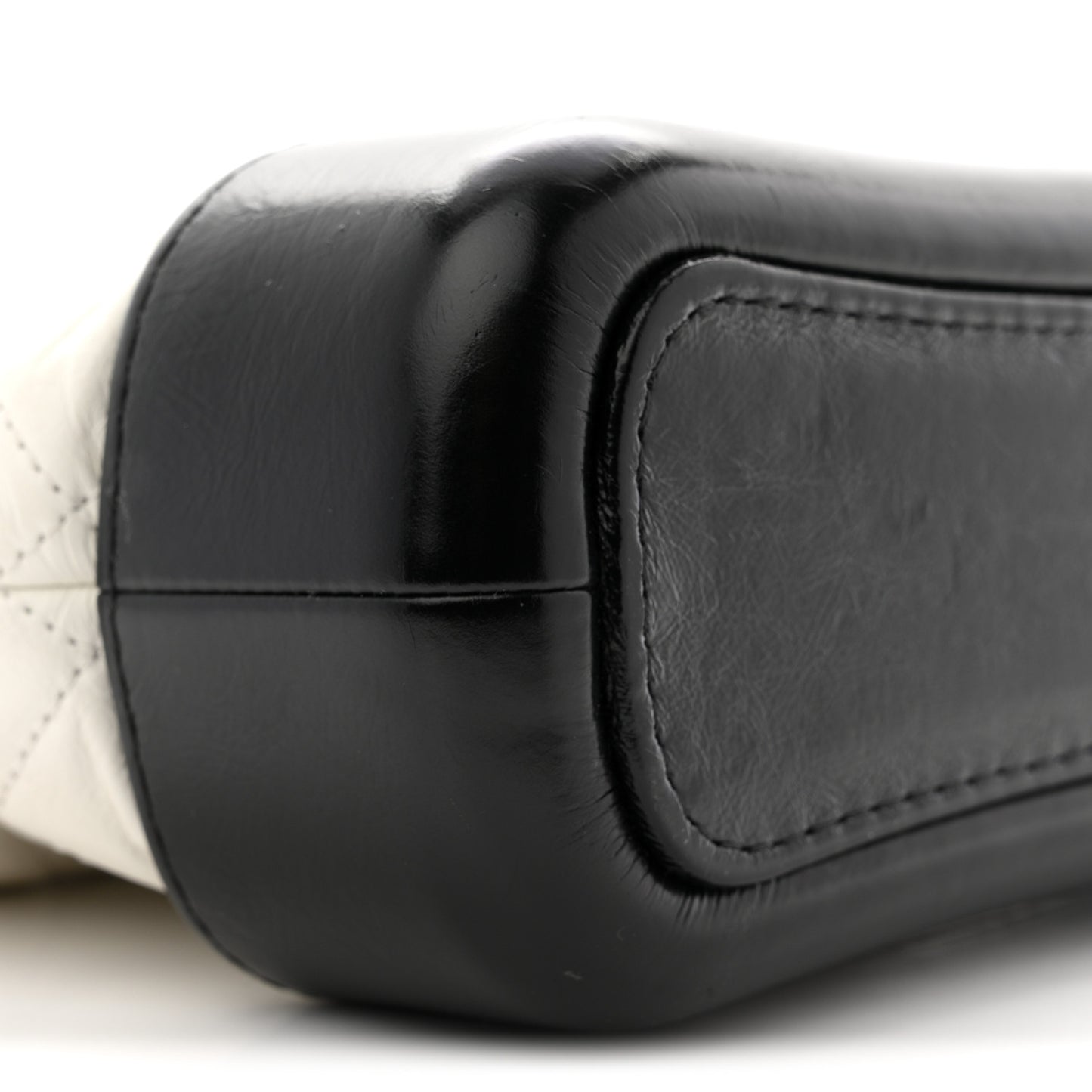 Aged Calfskin Quilted Small Gabrielle Hobo Black White