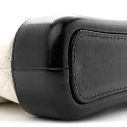 Chanel Aged Calfskin Quilted Small Gabrielle Hobo Black White 9 of 12
