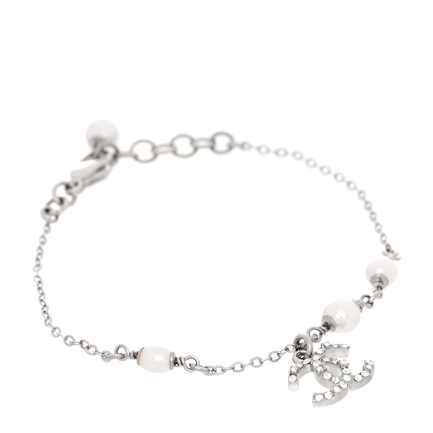 Chanel Crystal Pearl CC Bracelet Silver 1820585 – FASHIONPHILE