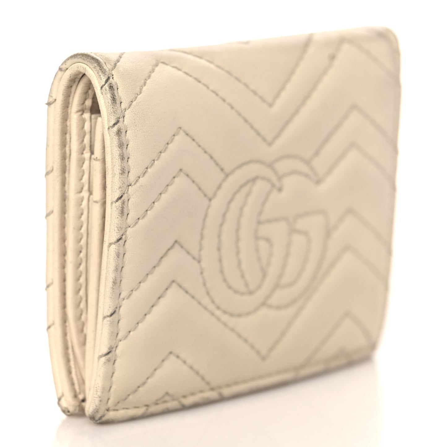 Calfskin Matelasse GG Marmont Card Case White