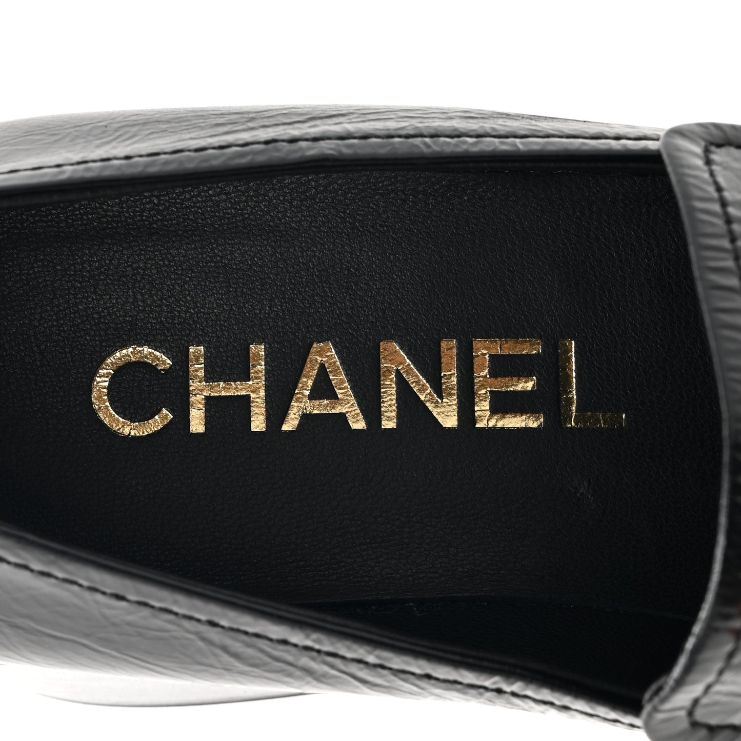 Shiny Calfskin Logo Loafers 38 Black