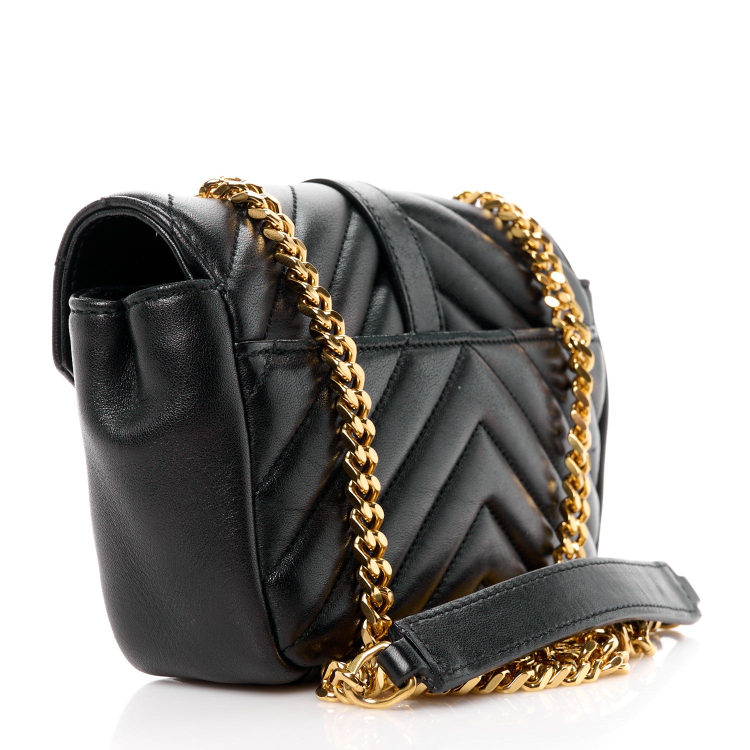 Saint Laurent Sheepskin Matelasse Chevron Monogram Classic Baby Chain Bag Black 3 of 11