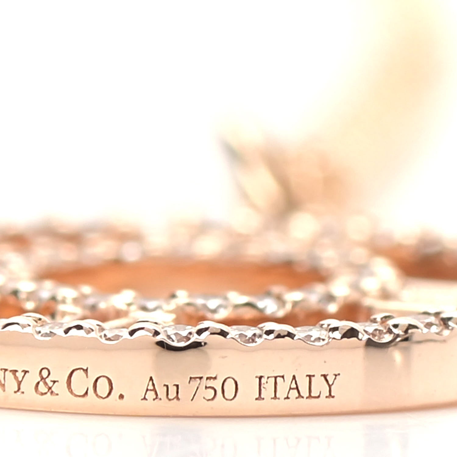 Tiffany 18K Rose Gold Diamond Small Atlas Open Pave Pendant Necklace 7 of 8