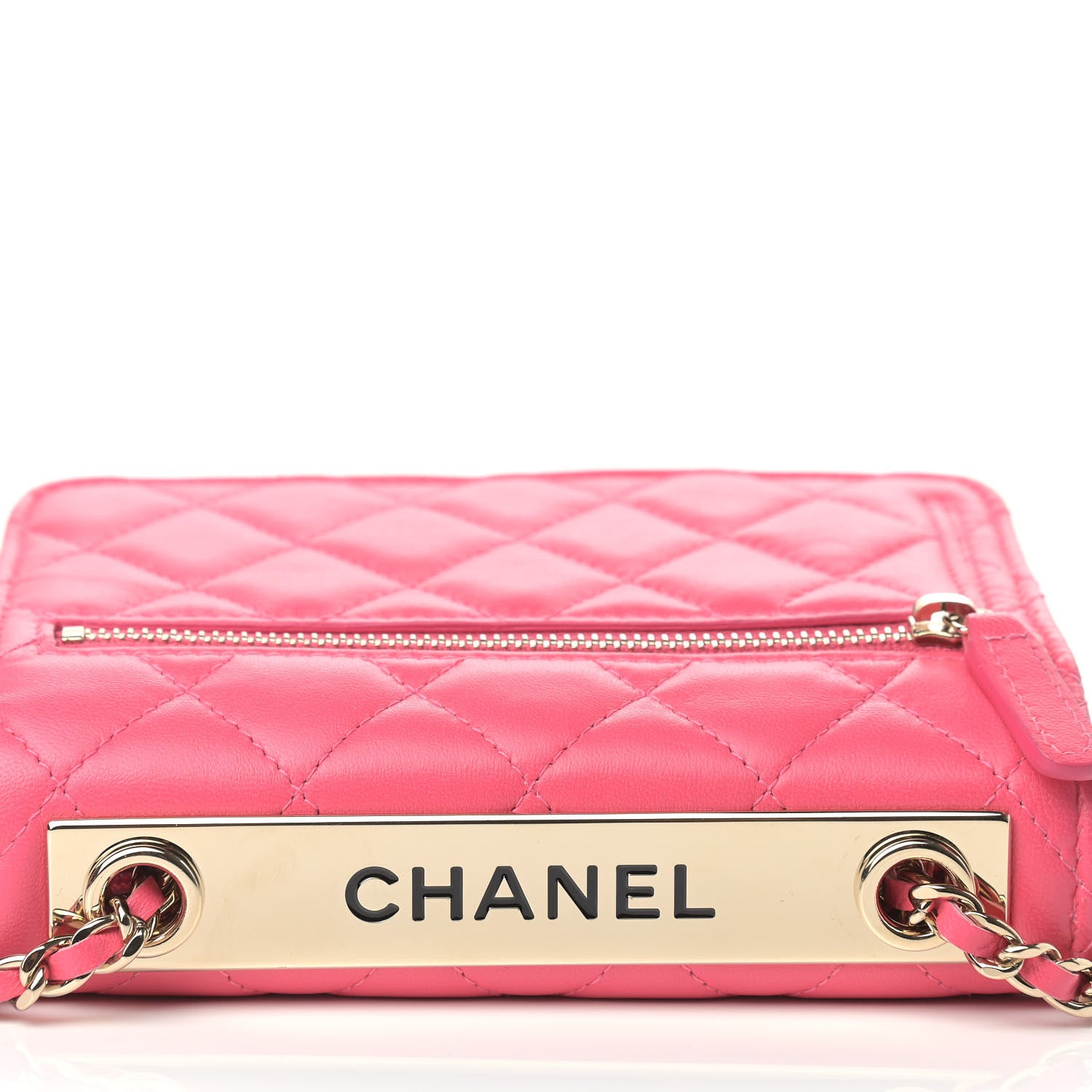 Chanel Lambskin Quilted Mini Trendy CC Wallet On Chain WOC Pink 9 of 9