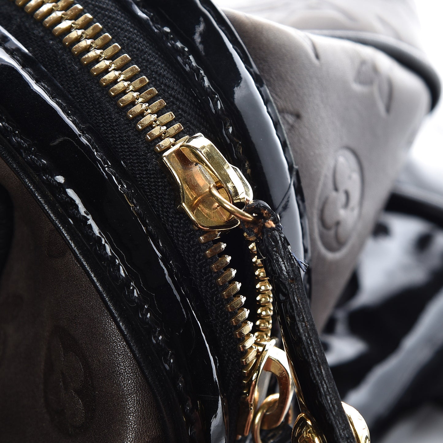 Cuir Patent Embossed Monogram Stephen Bag Grey