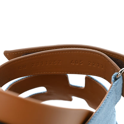 Hermes Denim Calfskin Womens Chypre Sandals 40.5 Bleu Clair Naturel 8 of 9
