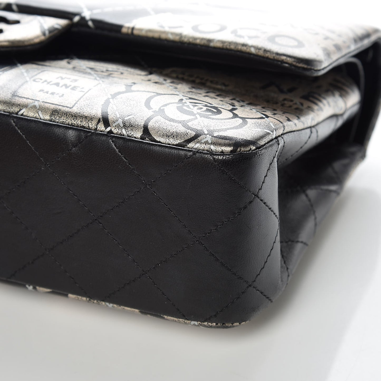 Lambskin Hand Painted Medium Double Flap Black