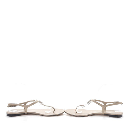 Chanel Lambskin Crystal CC Thong Sandals 38.5 Beige 5 of 12