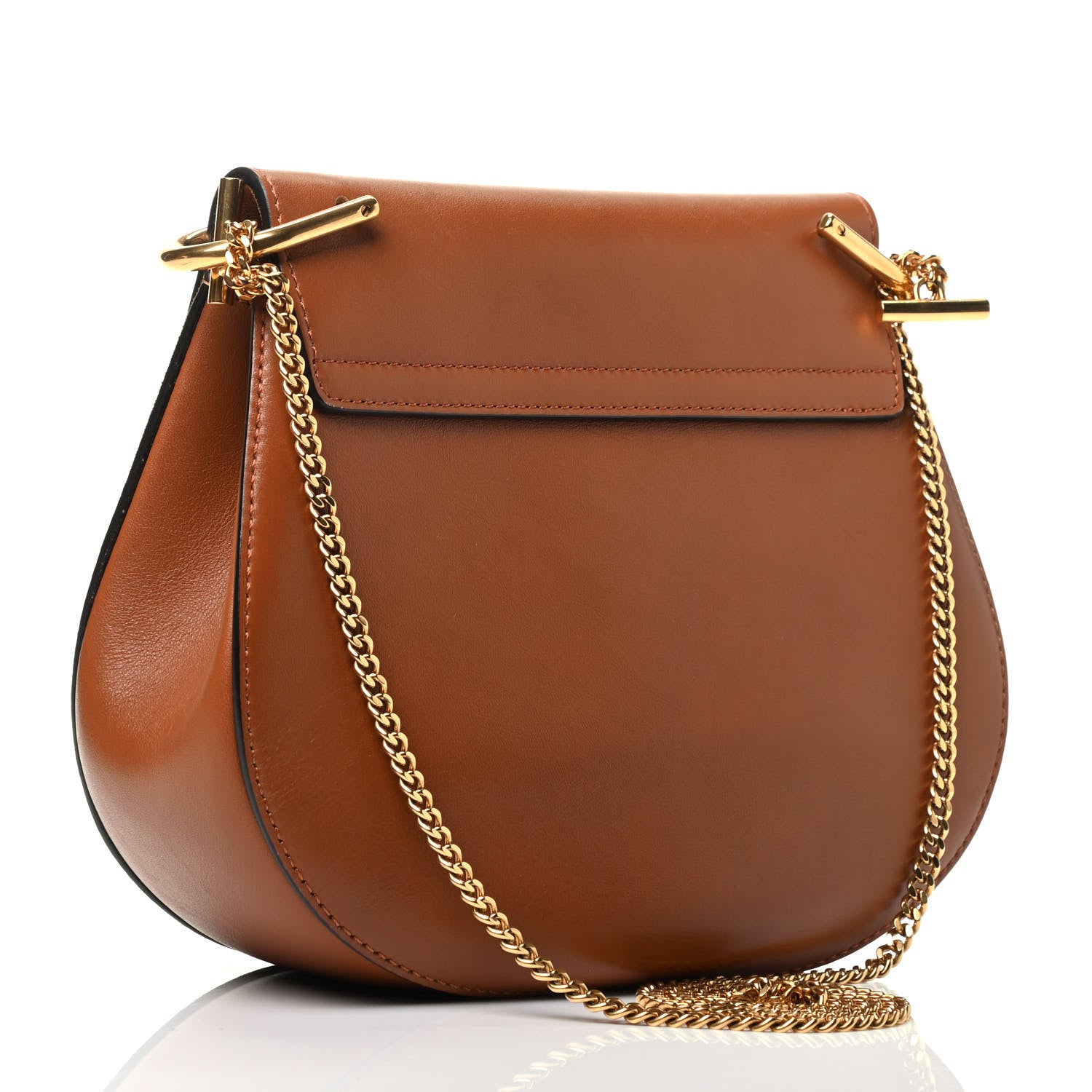 Chloe Suede Smooth Calfskin Studded Drew Shoulder Bag Caramel 2 of 3