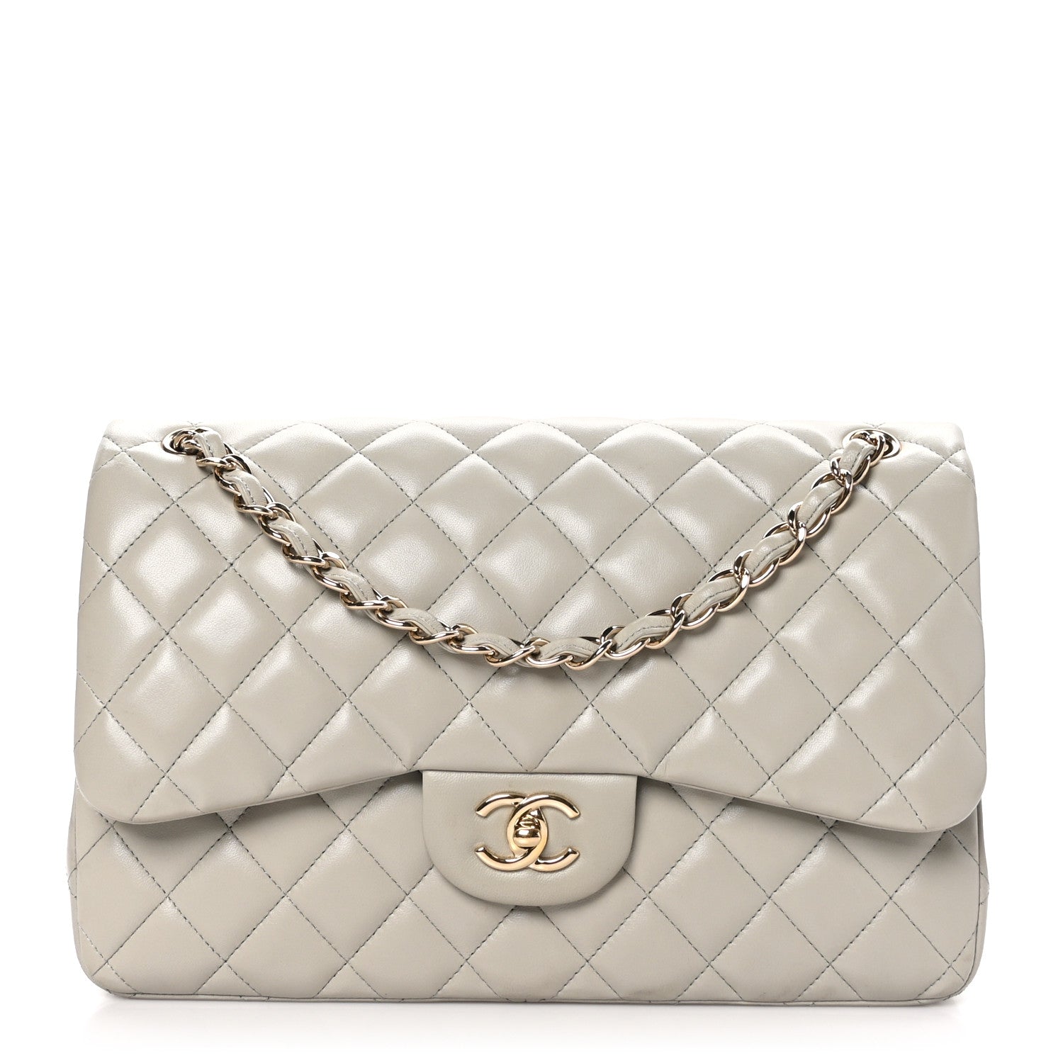 Chanel Lambskin Quilted Jumbo Double Flap Grey 1 of 12