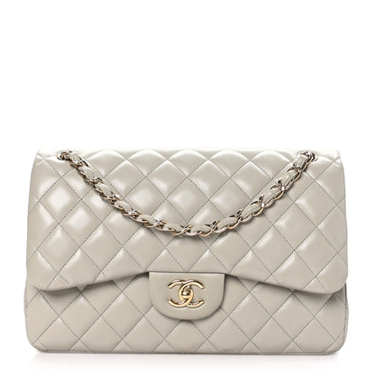 Chanel Lambskin Quilted Jumbo Double Flap Grey 1 of 12