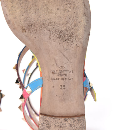 Valentino Garavani Calfskin 1973 Rockstud Ankle Wrap Flat Thong Sandals 38 Multicolor 5 of 8