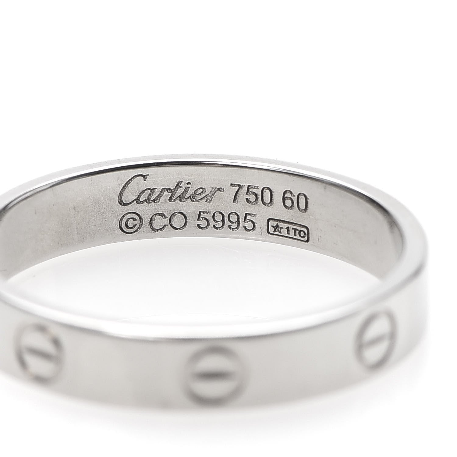 Cartier 18K White Gold 3.5mm LOVE Wedding Band Ring 60 9 4 of 4