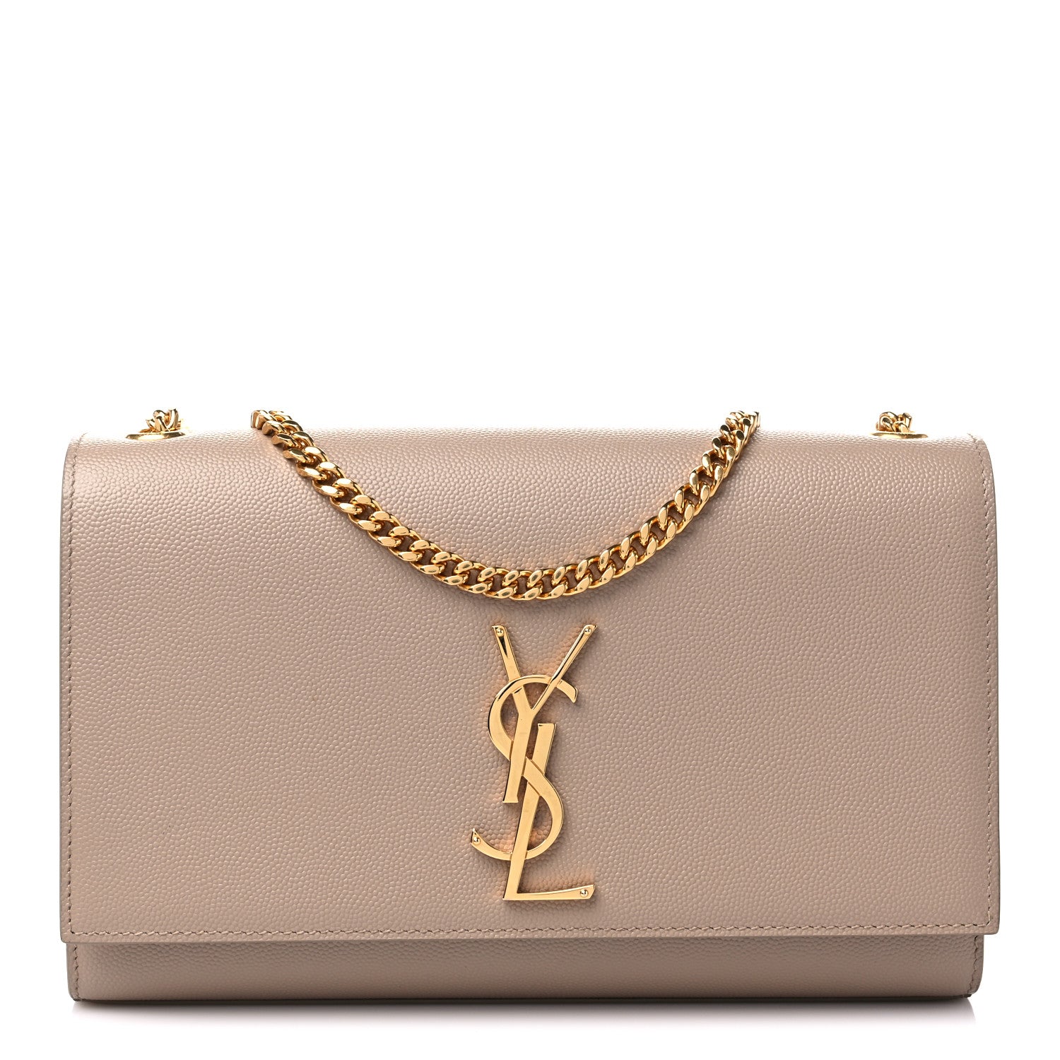 Saint Laurent Grain De Poudre Medium Monogram Kate Satchel Dark Beige 1 of 10