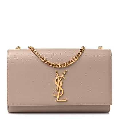 Saint Laurent Grain De Poudre Medium Monogram Kate Satchel Dark Beige 1 of 10