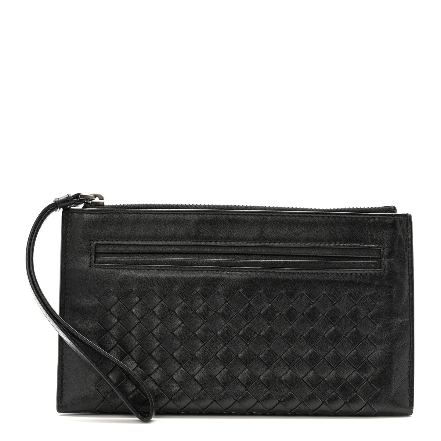 Nappa Intrecciato Wristlet Zip Wallet Black