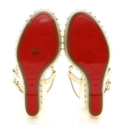 Christian Louboutin Specchio Vintage Pyraclou 110 Wedge Sandals 38 Gold 5 of 9