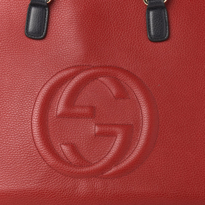 Gucci Dollar Calfskin Large Soho Top Handle Satchel Hibiscus Red Mystic White Blue 19 of 19