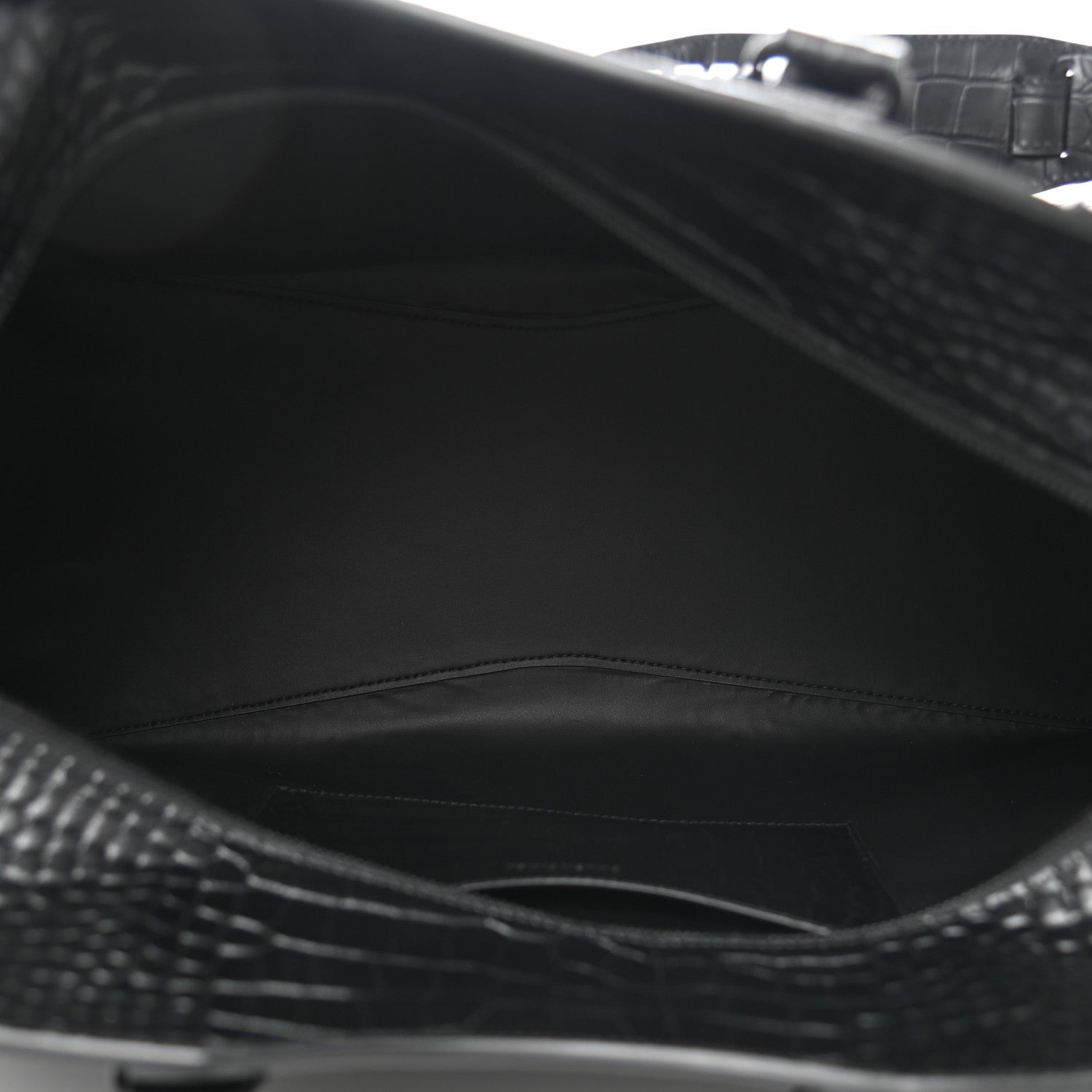 Balenciaga Semi Matte Calfskin Crocodile Embossed Neo Classic Black Hardware Large City Black 4 of 9