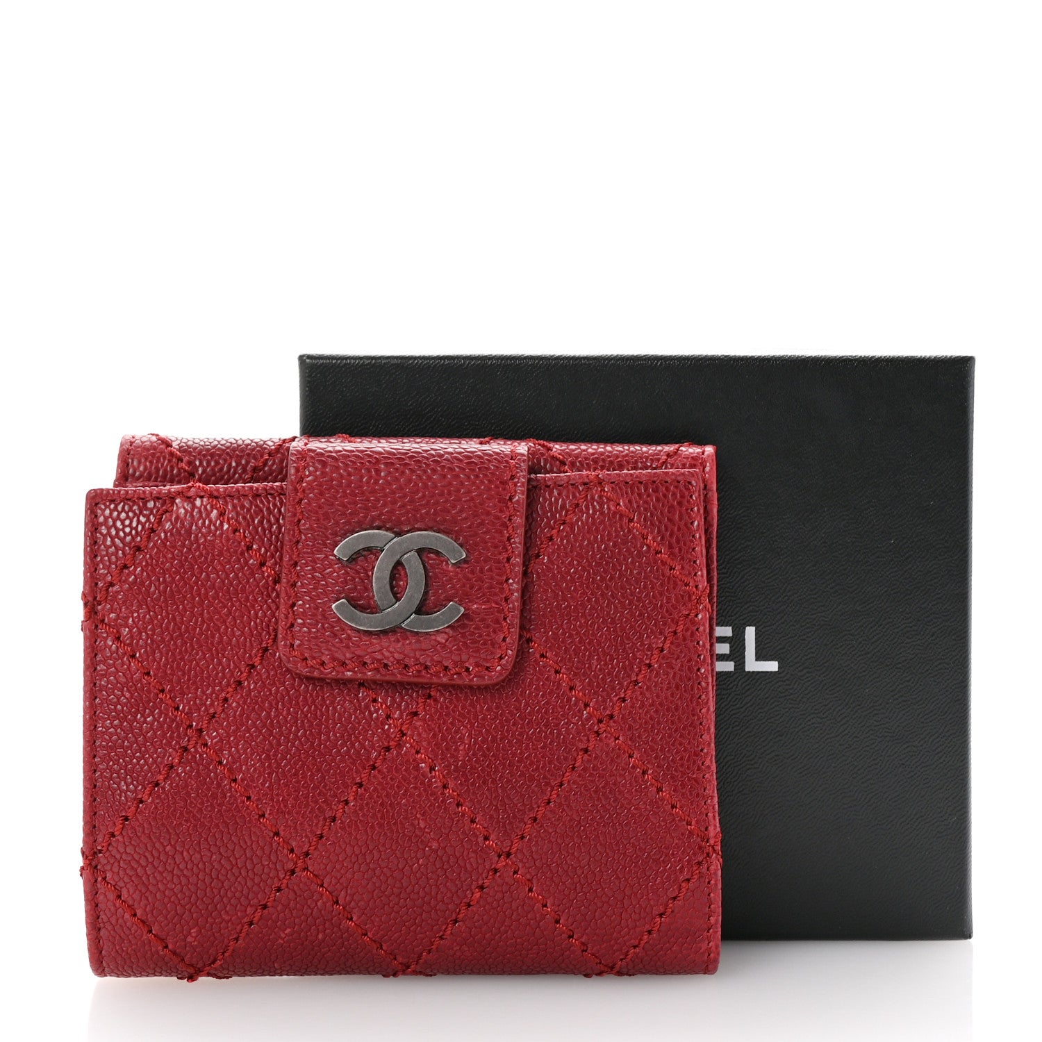 Chanel Caviar Outdoor Ligne French Wallet Bordeaux 9 of 9