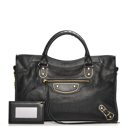 Balenciaga Chevre Gold Metallic Edge Hardware City Black 1 of 8