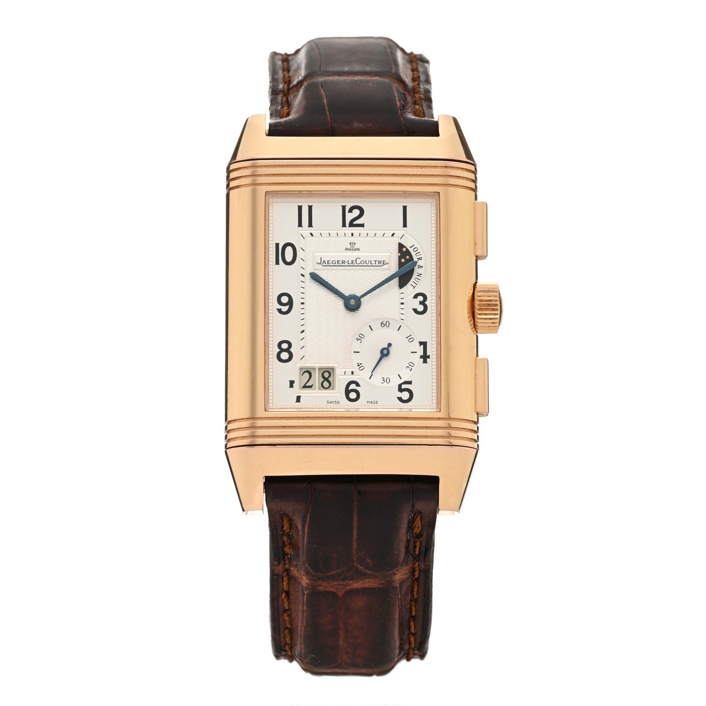 18K Rose Gold Alligator 29mm Reverso Grande GMT Manual Winding Watch Q3022420