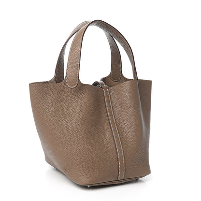 Hermes Taurillon Clemence Picotin Lock 22 MM Etoupe 2 of 10