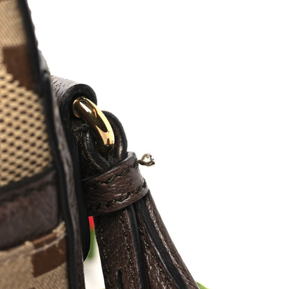 Gucci Monogram Jumbo GG Textured Dollar Calfskin Web Messenger Shoulder Bag Camel Ebony New Acero 10 of 11