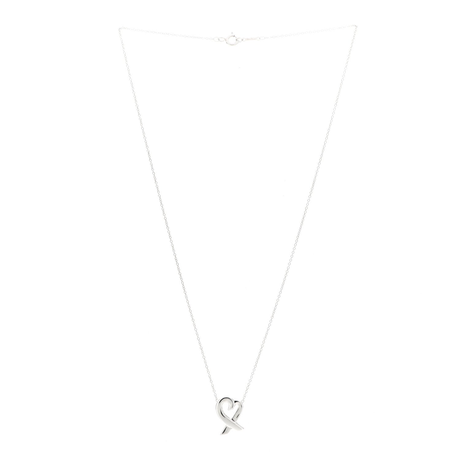 Tiffany Sterling Silver Small Paloma Picasso Loving Heart Pendant Necklace 3 of 5
