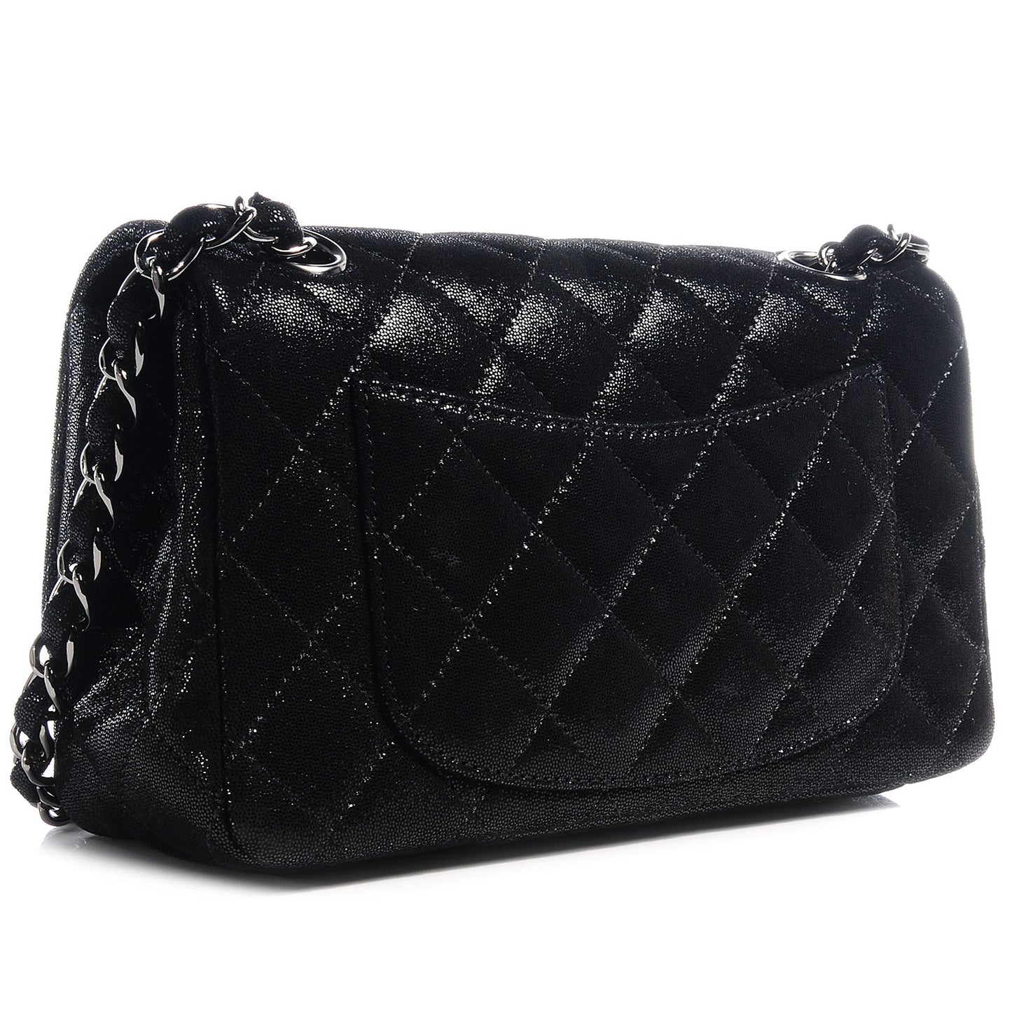 Sequin Goatskin Crystal CC Mini Flap Black