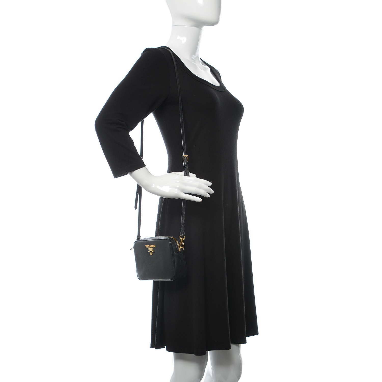 Prada Saffiano Small Camera Crossbody Bag Black 2 of 9