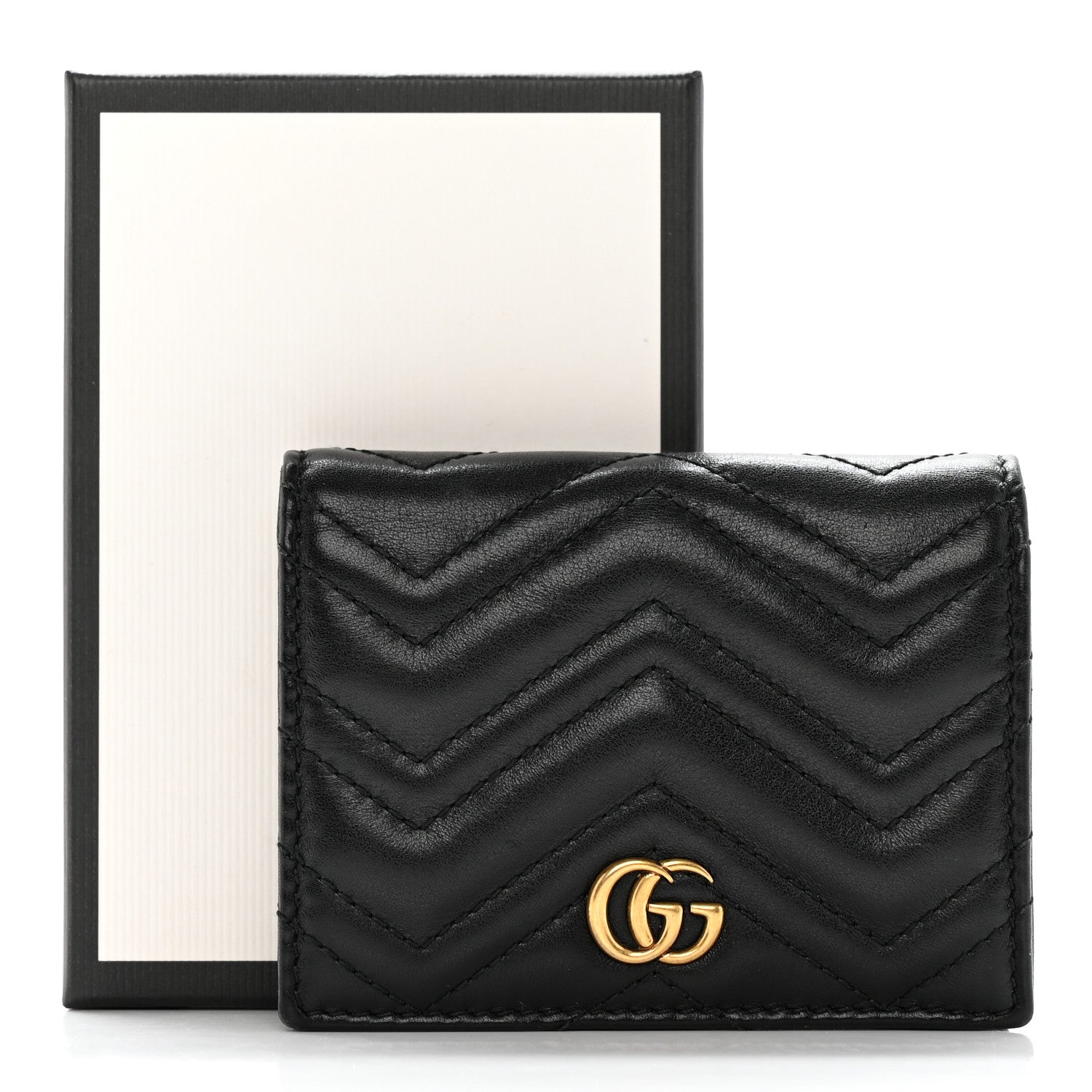 Gucci Calfskin Matelasse GG Marmont Card Case Wallet Black 16 of 16