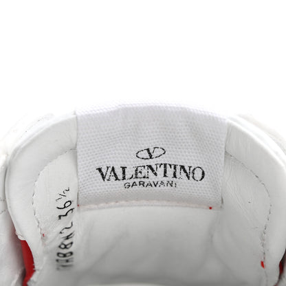 Valentino Garavani Calfskin Untitled Rockstud Slide Sneakers 36.5 White Red 8 of 10