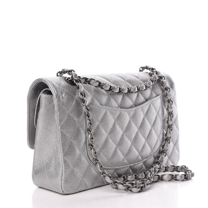 Chanel Metallic Caviar Quilted Medium Double Flap Silver 3 of 10