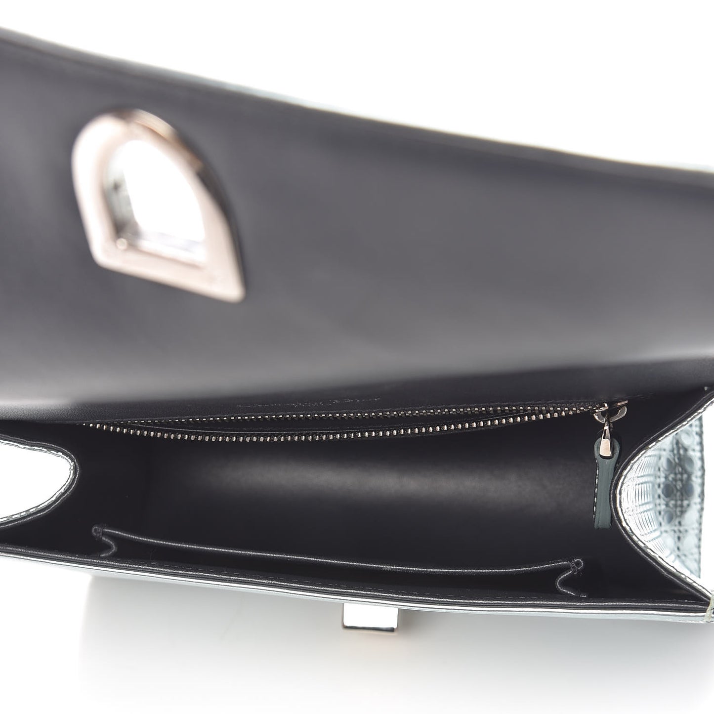 Metallic Patent Micro-Cannage Small Diorama Flap Bag Azur
