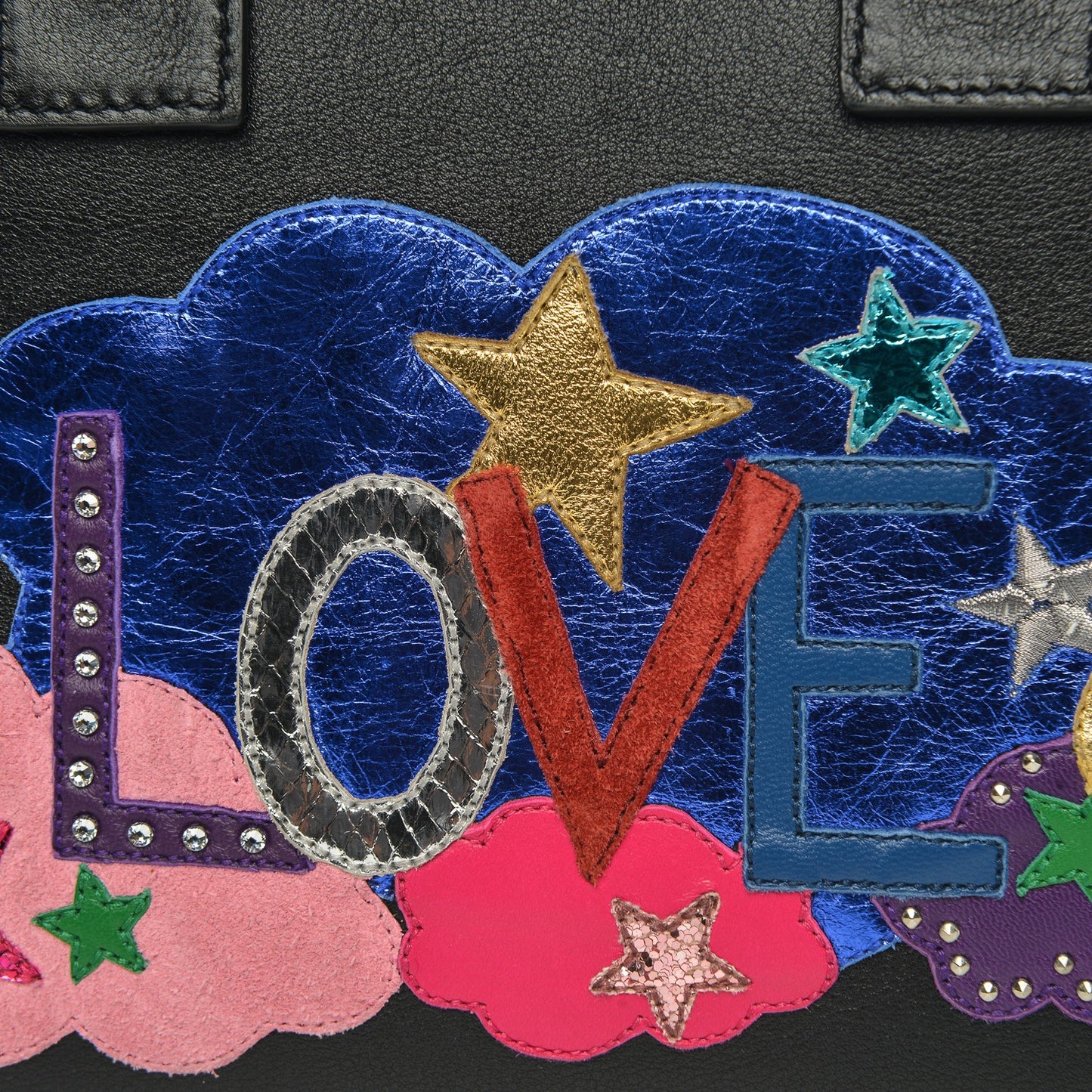 Calfskin Love Patchwork Baby Sac De Jour Black