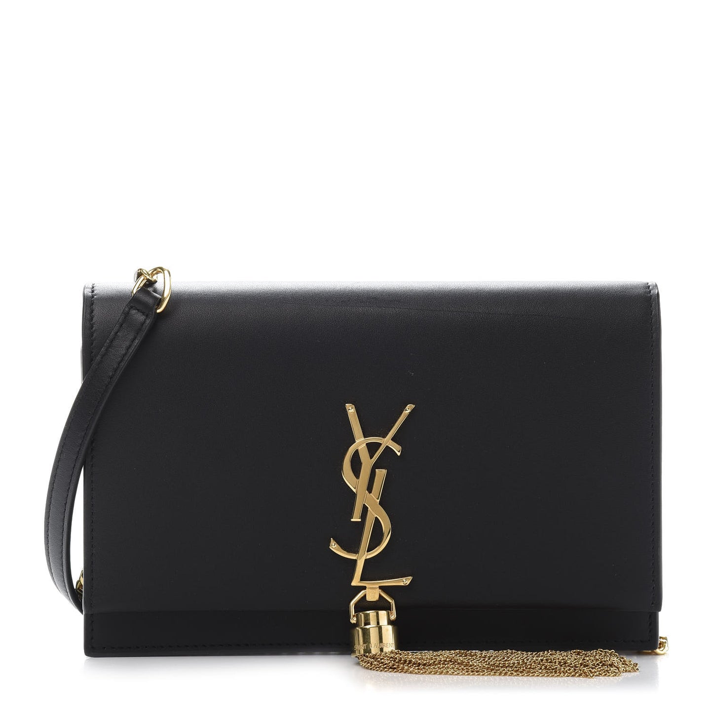 Smooth Calfskin Classic Monogram Kate Tassel Satchel Black