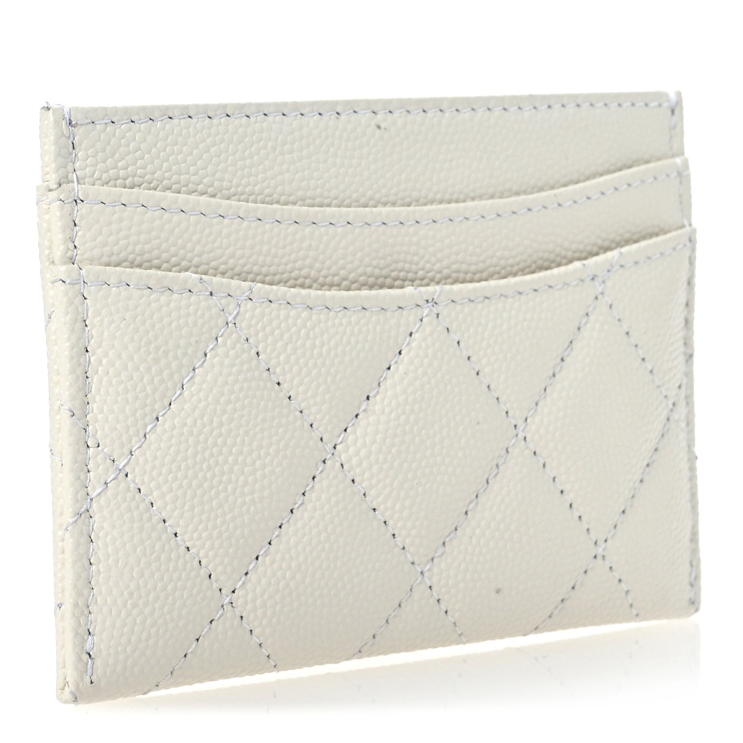 Caviar Quilted Card Holder White