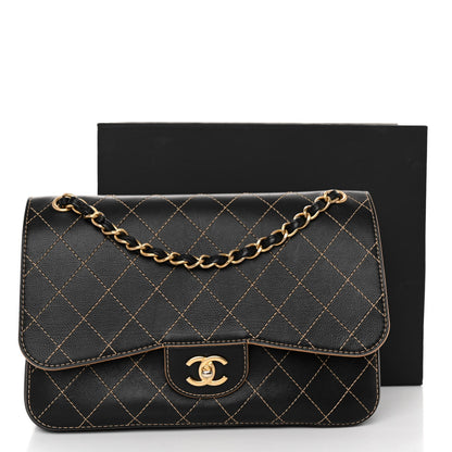 Chanel Calfskin Stitched Jumbo Double Flap Black 12 of 12