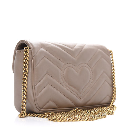 Gucci Calfskin Matelasse Super Mini GG Marmont Shoulder Bag Porcelain Rose 3 of 14