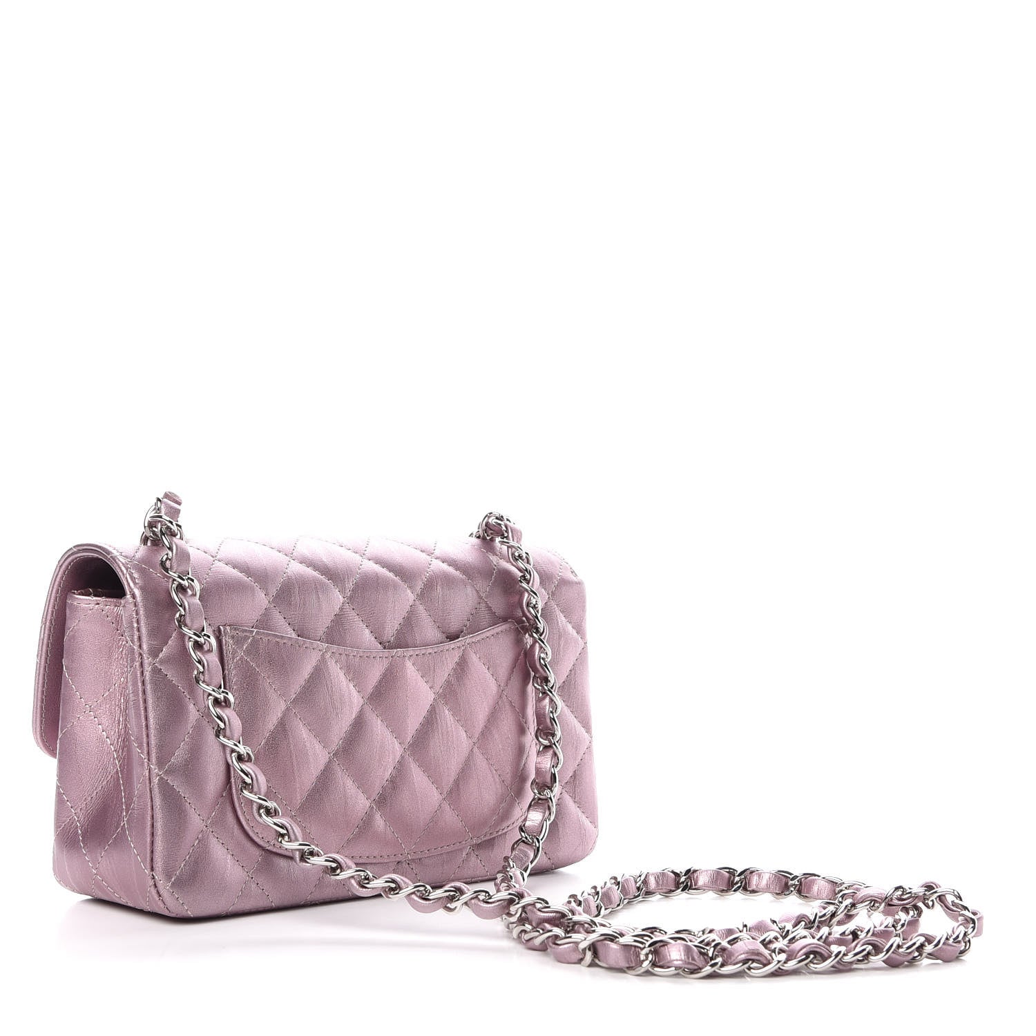 Chanel Metallic Calfskin Quilted Mini Rectangular Flap Pink 3 of 10