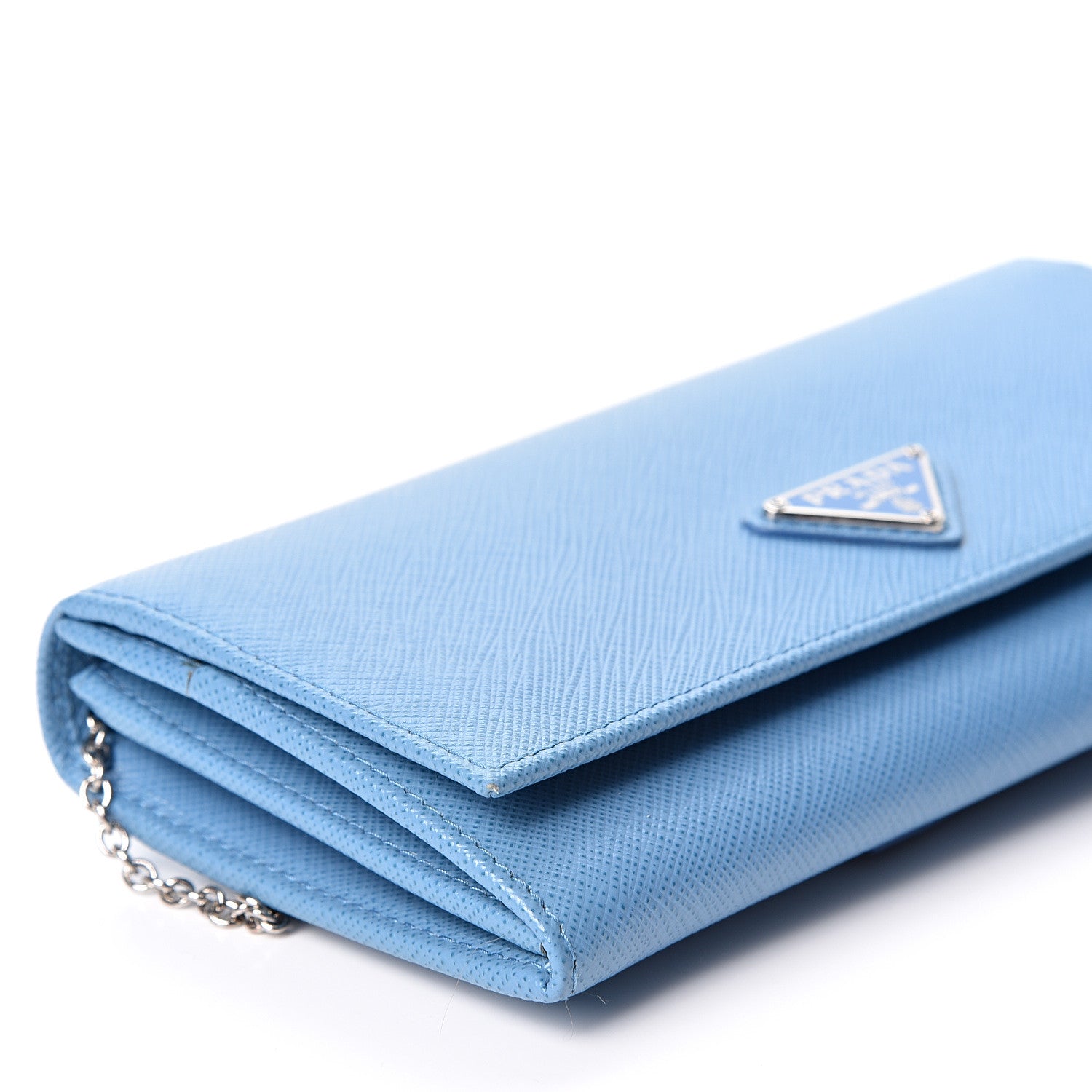 Prada Saffiano Triangle Continental Flap Wallet Mare 6 of 8