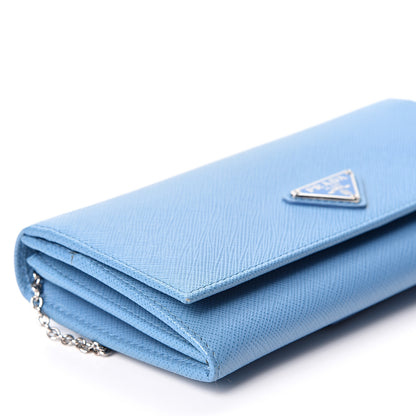 Prada Saffiano Triangle Continental Flap Wallet Mare 6 of 8