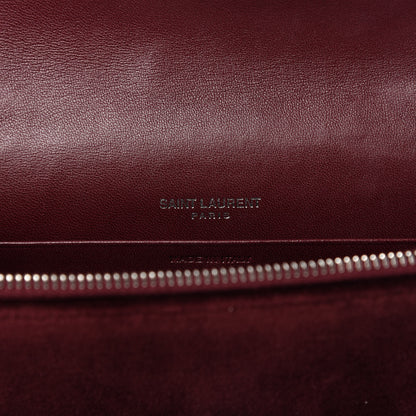 Saint Laurent Velvet Crystal Monogram Kate Tassel Shoulder Bag Burgundy 8 of 10