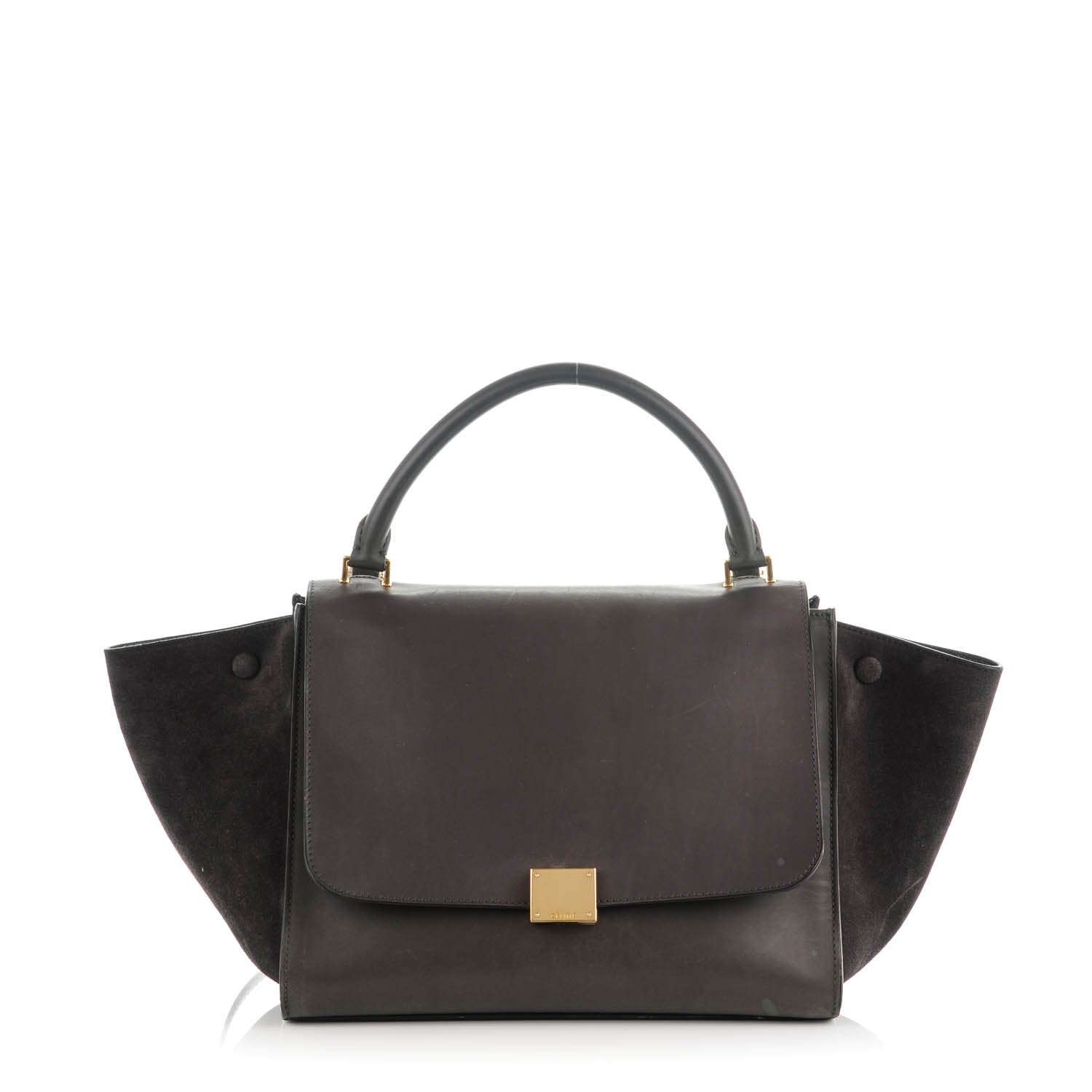 Celine Smooth Calfskin Suede Medium Trapeze Grey 1 of 10