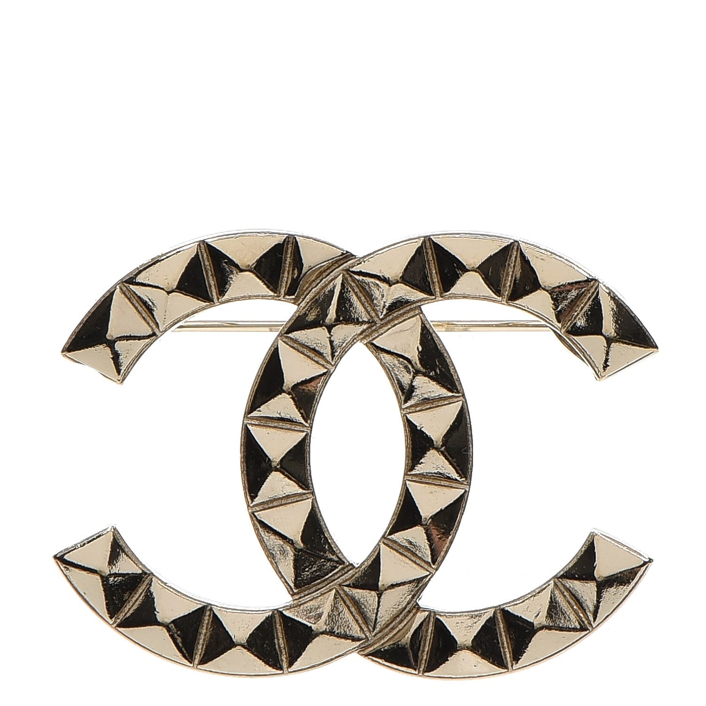 Studded CC Pin Brooch Gold