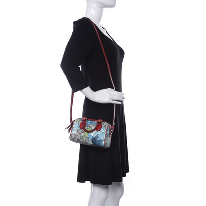 Gucci GG Supreme Monogram Blooms Mini Boston Navy Blue Hibiscus 2 of 10