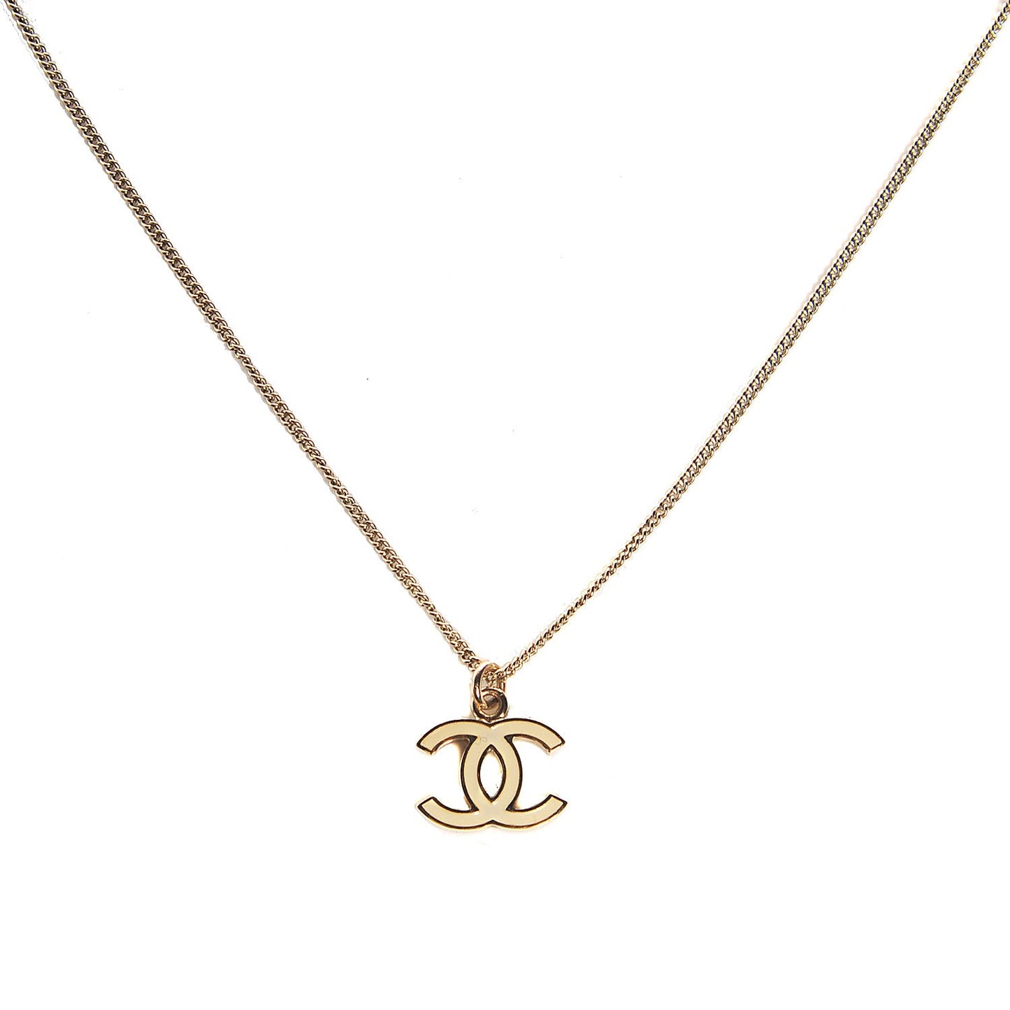 Enamel CC Necklace White