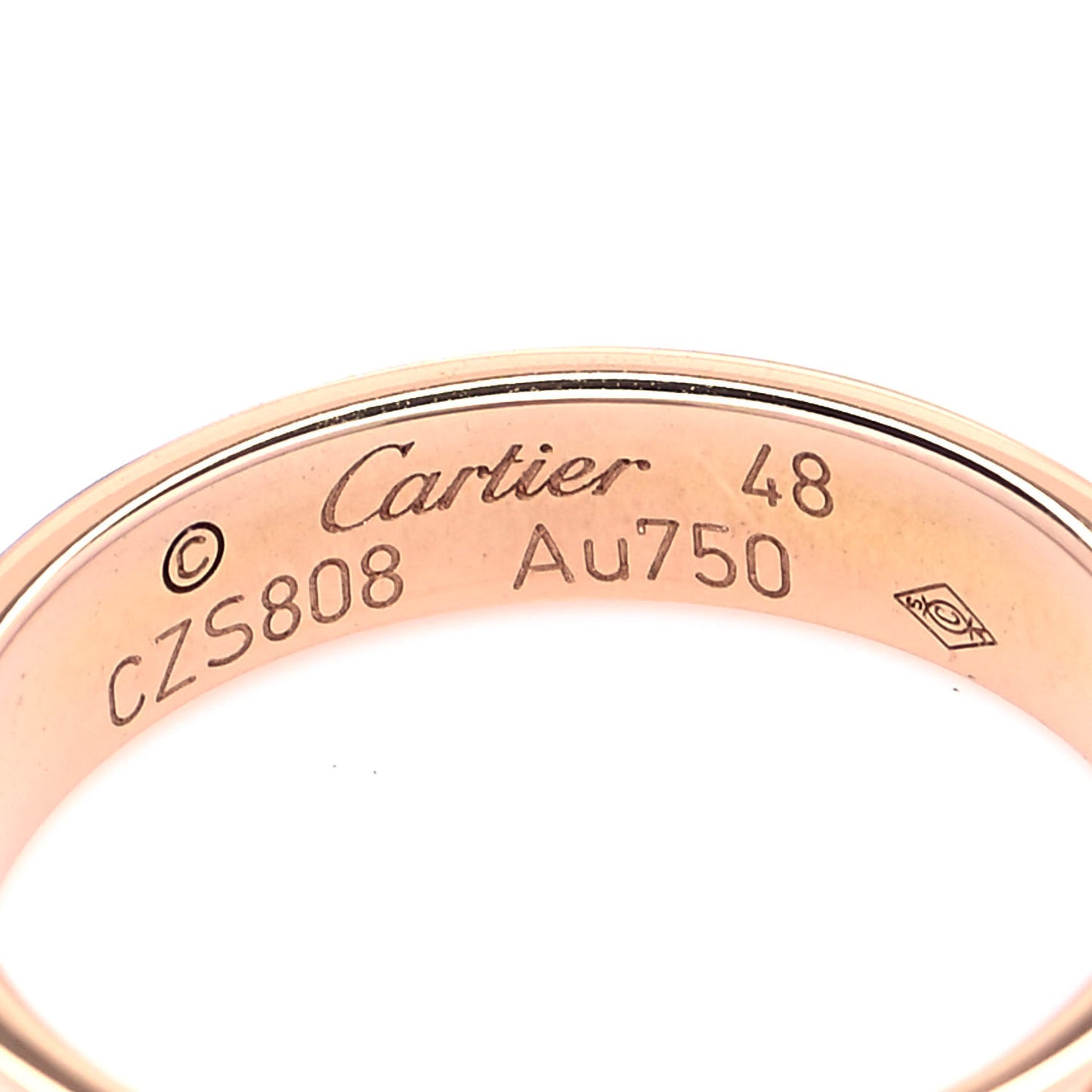 18K Pink Gold 3.5mm LOVE Wedding Band Ring 48 4.5
